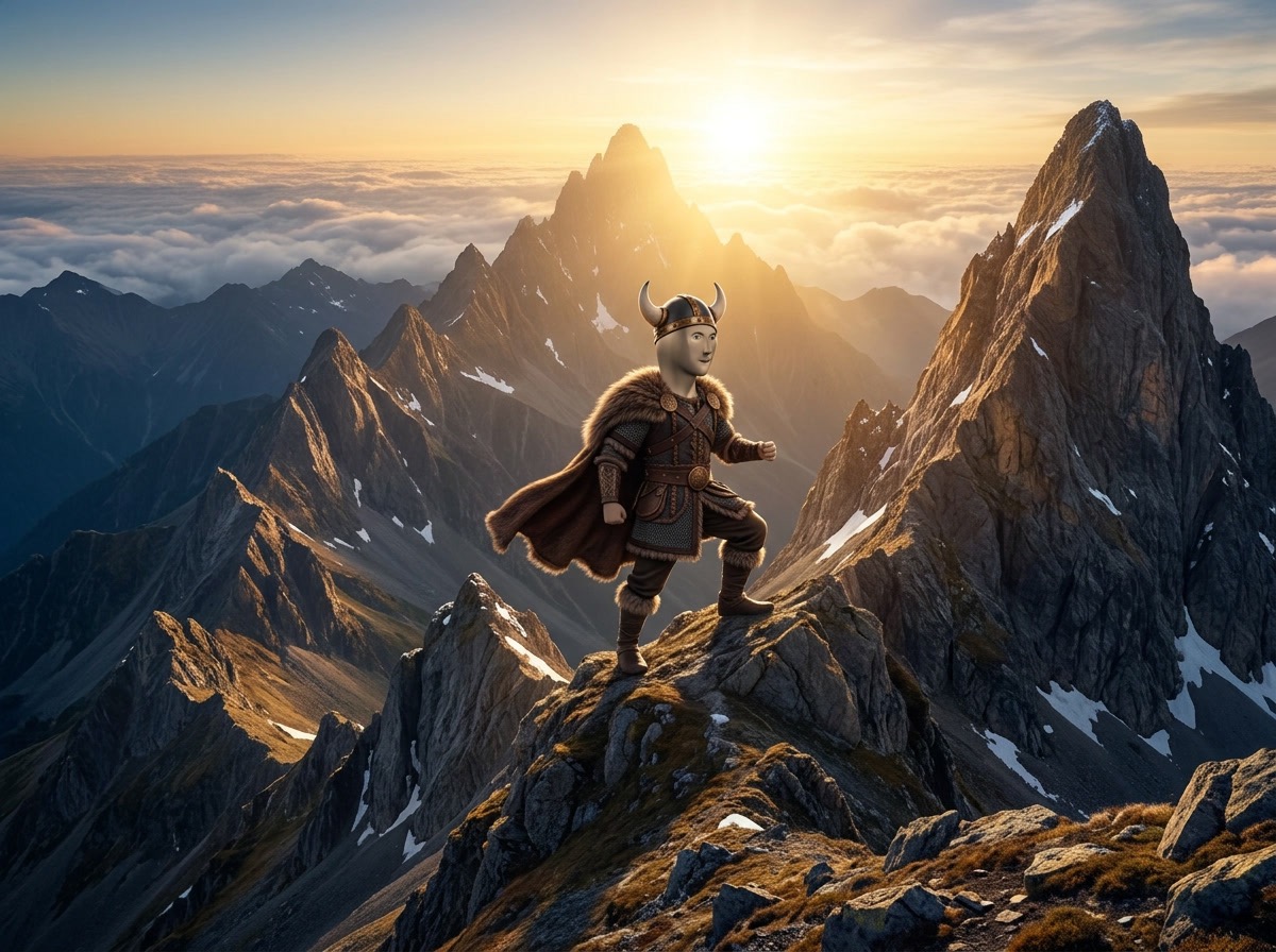 STONKI trekking the mountain peaks at sunrise